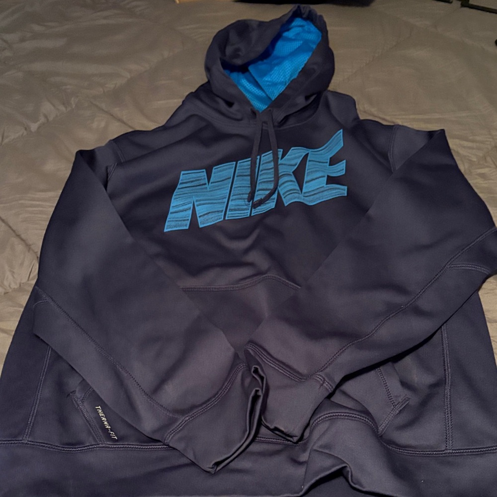 Nike Dark Blue Hoodie with Light Blue Accents